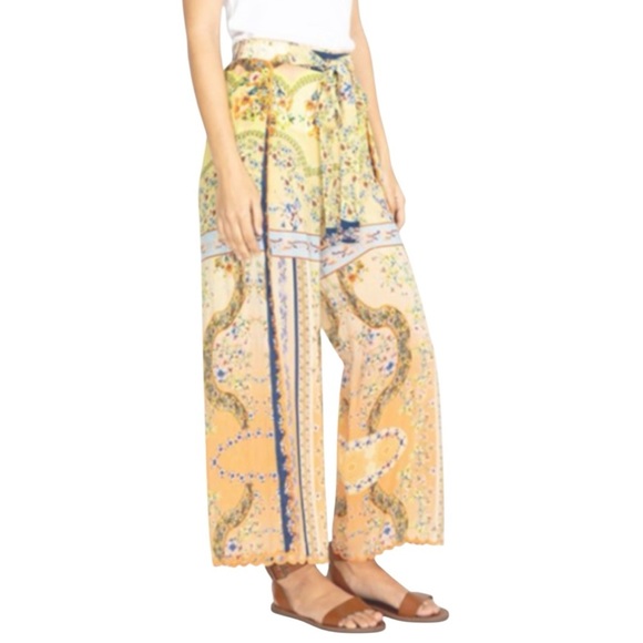 Johnny Was Silky Printed Wide Open Leg Pull On Bohemian Artsy Pants Women’s XL - Picture 2 of 10